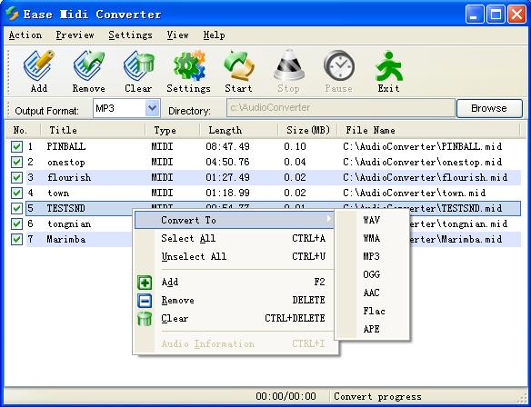 Click to view Ease MIDI Converter 1.80 screenshot