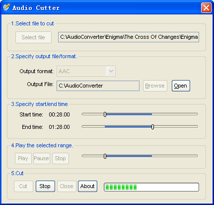 Audio cutter for Ease Audio Converter Screenshot
